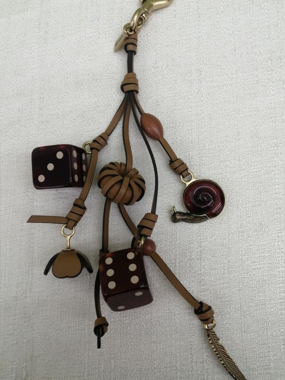 COACH Cluster Snail Dice Leather Bag Charm Keychain